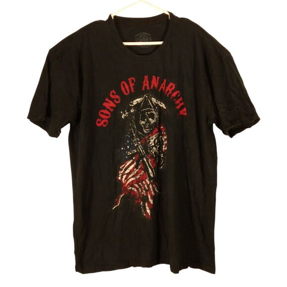 Sons of Anarchy tshirt mens 2XL XXL black skull american flag graphic tee biker - Picture 1 of 7